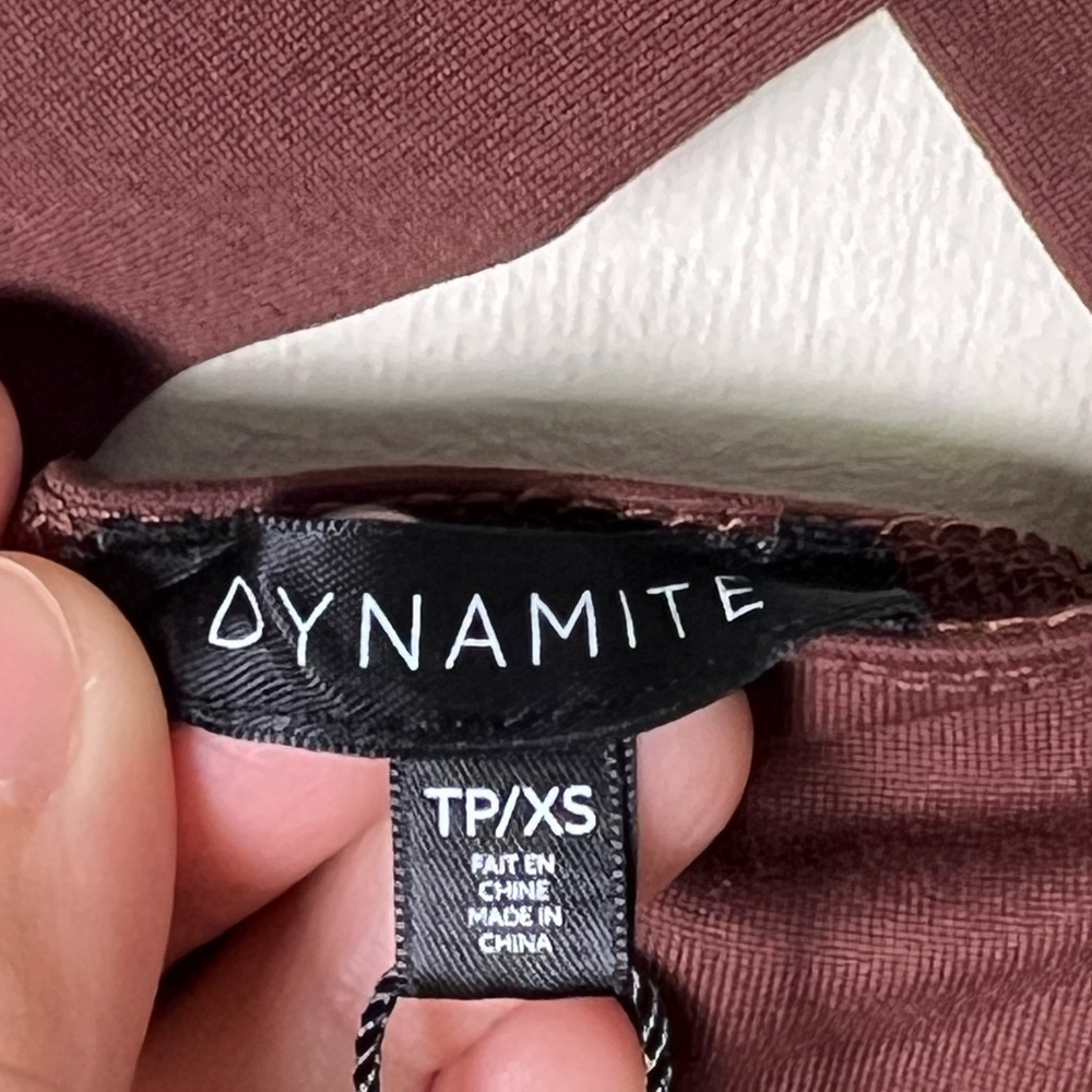 DYNAMITE Womens Square Neck Tank Bodysuit Bitter Chocolate XS Slim Fit - Picture 4 of 16